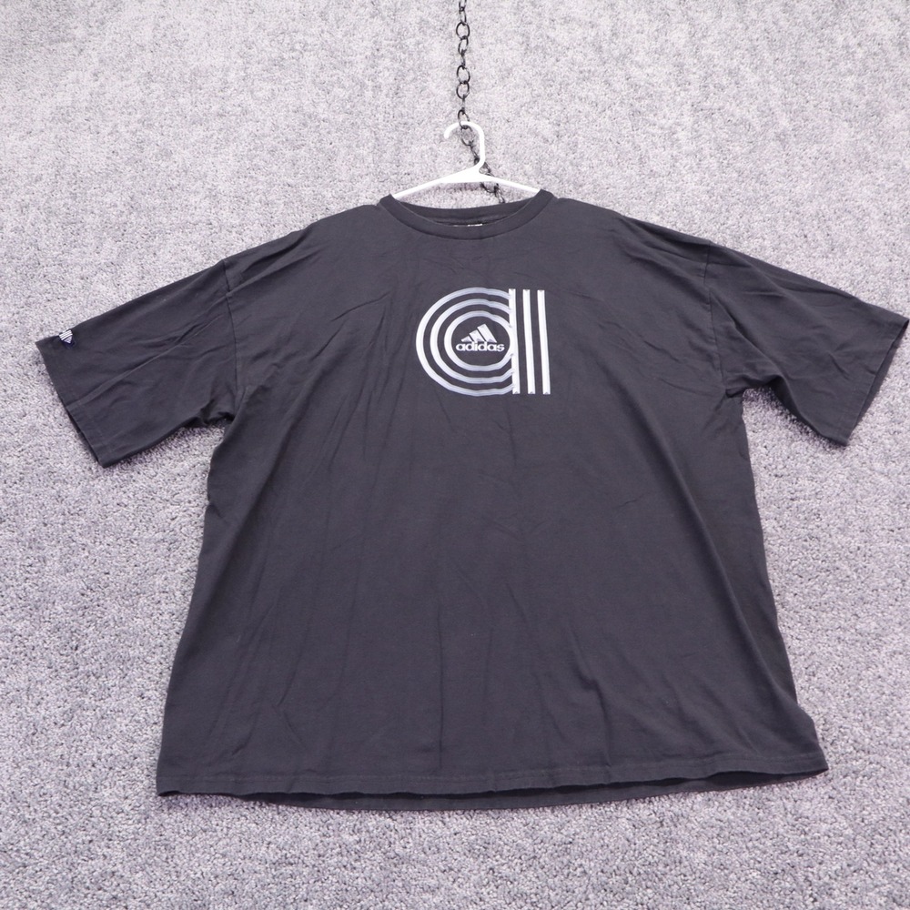 Adidas T Shirt Mens 2XL Black Graphic Short Sleeve Cotton Logo Athletic Tee